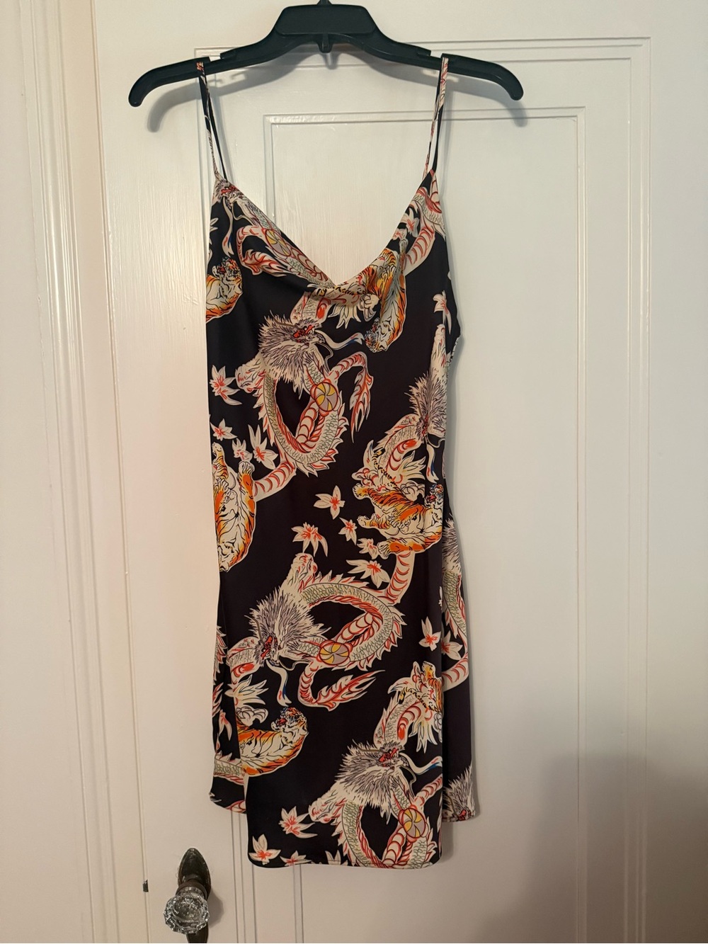 Urban Outfitters Black Floral-Print Dress with Orange & Cream Accents